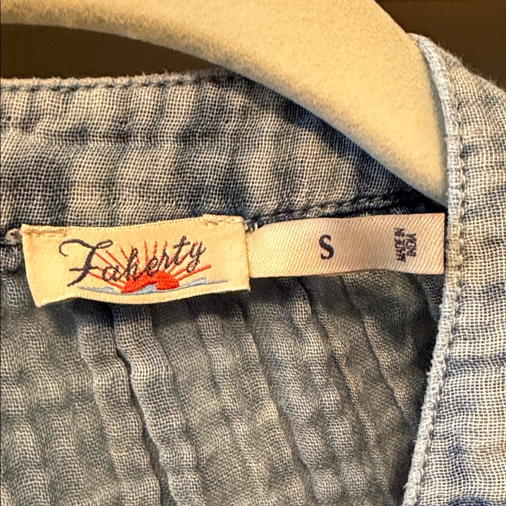 Faherty Blue cotton Long Sleeve Dress - Picture 2 of 4
